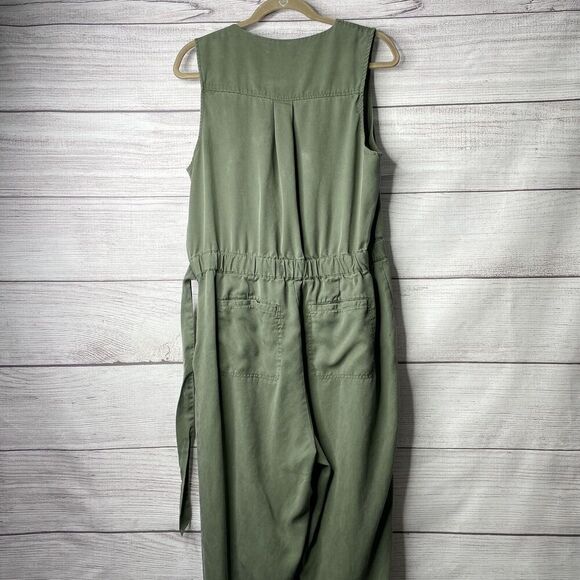 Banana Replublic Jumpsuit 100% Lyocell Sage Green Side Zipper women's sz 14 FLAW - Picture 9 of 12